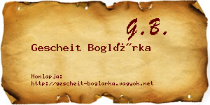 Gescheit Boglárka névjegykártya
